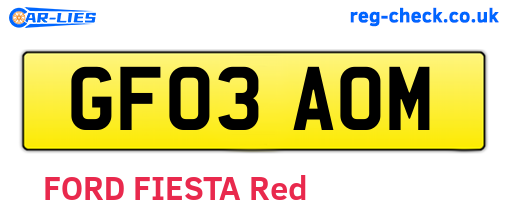 GF03AOM are the vehicle registration plates.