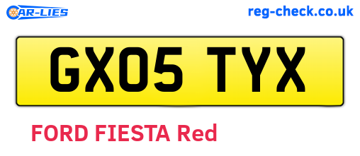 GX05TYX are the vehicle registration plates.
