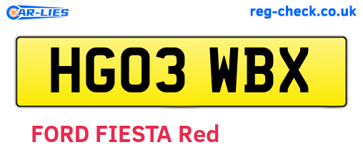 HG03WBX are the vehicle registration plates.