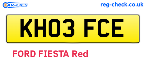 KH03FCE are the vehicle registration plates.