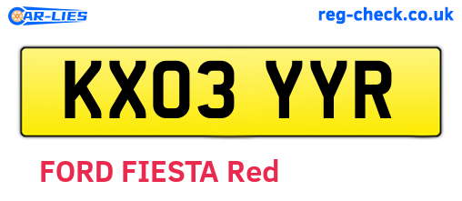 KX03YYR are the vehicle registration plates.