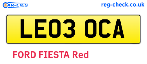 LE03OCA are the vehicle registration plates.