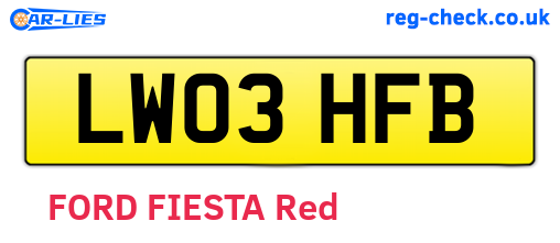 LW03HFB are the vehicle registration plates.