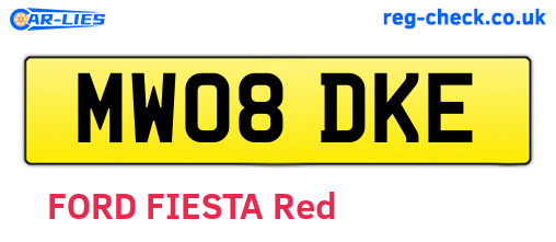 MW08DKE are the vehicle registration plates.
