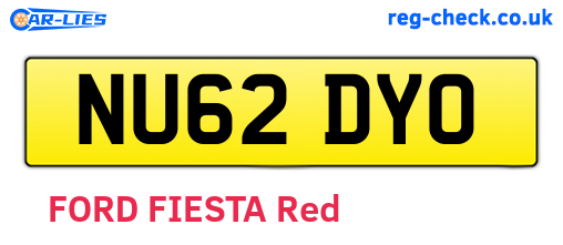 NU62DYO are the vehicle registration plates.