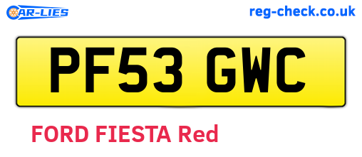 PF53GWC are the vehicle registration plates.