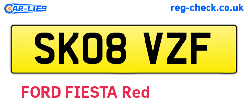 SK08VZF are the vehicle registration plates.