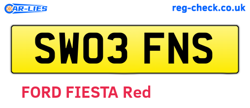 SW03FNS are the vehicle registration plates.