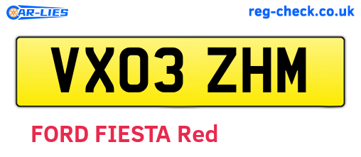 VX03ZHM are the vehicle registration plates.