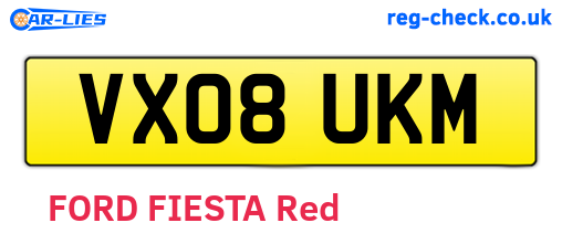 VX08UKM are the vehicle registration plates.