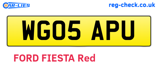 WG05APU are the vehicle registration plates.