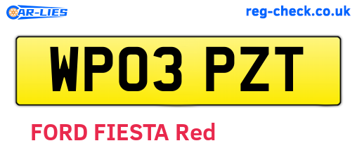 WP03PZT are the vehicle registration plates.