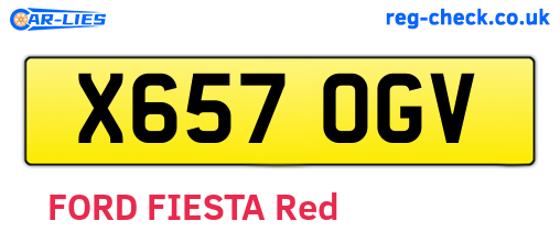 X657OGV are the vehicle registration plates.