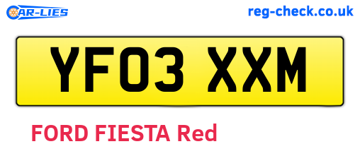 YF03XXM are the vehicle registration plates.