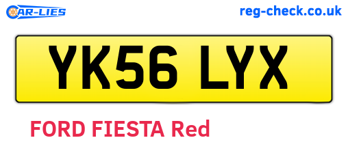 YK56LYX are the vehicle registration plates.