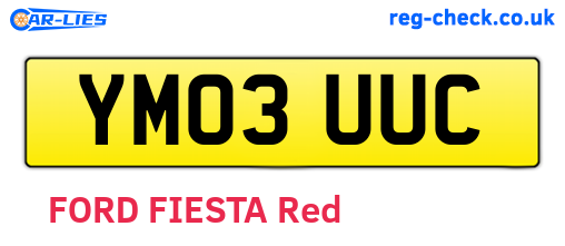YM03UUC are the vehicle registration plates.