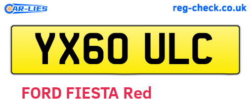 YX60ULC are the vehicle registration plates.