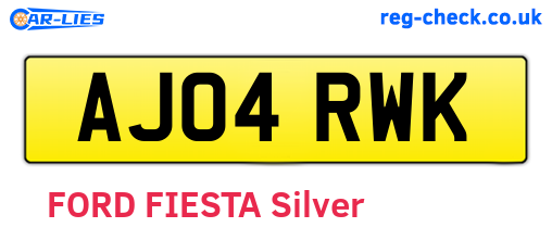 AJ04RWK are the vehicle registration plates.