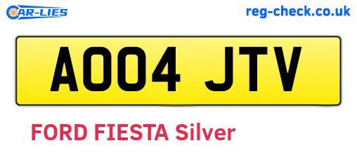 AO04JTV are the vehicle registration plates.