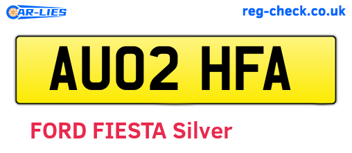 AU02HFA are the vehicle registration plates.
