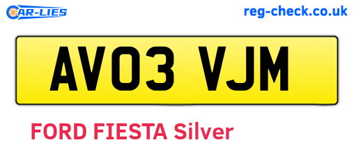 AV03VJM are the vehicle registration plates.