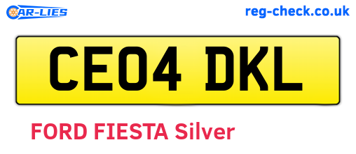 CE04DKL are the vehicle registration plates.