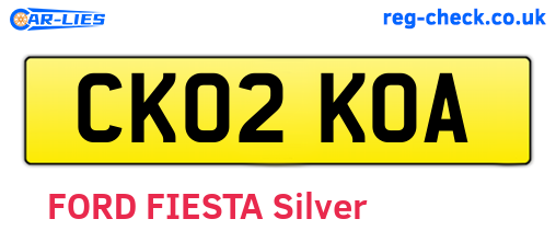 CK02KOA are the vehicle registration plates.