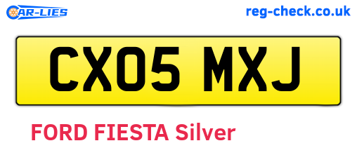 CX05MXJ are the vehicle registration plates.