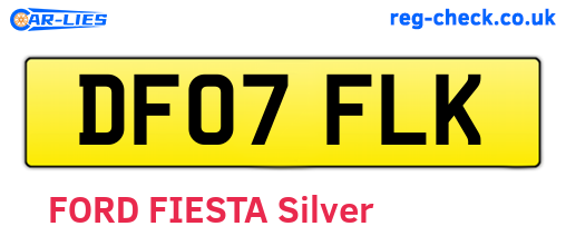 DF07FLK are the vehicle registration plates.