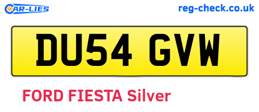 DU54GVW are the vehicle registration plates.