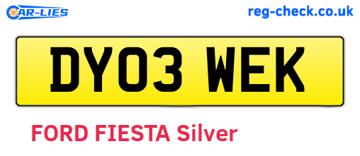DY03WEK are the vehicle registration plates.