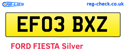 EF03BXZ are the vehicle registration plates.