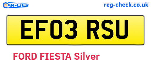 EF03RSU are the vehicle registration plates.