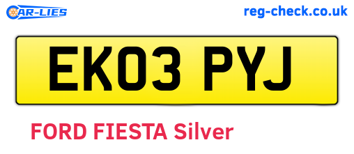EK03PYJ are the vehicle registration plates.