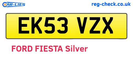 EK53VZX are the vehicle registration plates.