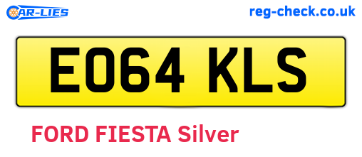 EO64KLS are the vehicle registration plates.