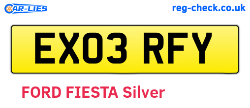 EX03RFY are the vehicle registration plates.