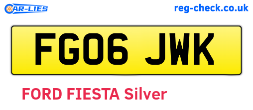 FG06JWK are the vehicle registration plates.