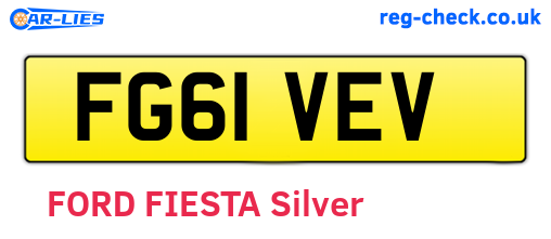 FG61VEV are the vehicle registration plates.