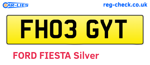 FH03GYT are the vehicle registration plates.