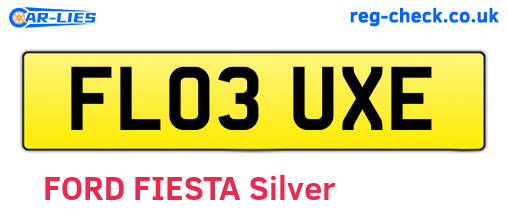 FL03UXE are the vehicle registration plates.