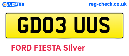 GD03UUS are the vehicle registration plates.