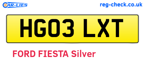 HG03LXT are the vehicle registration plates.