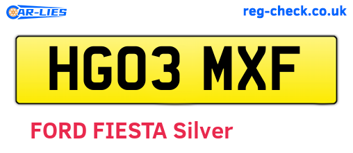 HG03MXF are the vehicle registration plates.