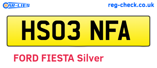 HS03NFA are the vehicle registration plates.