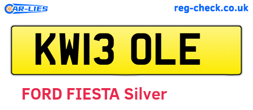 KW13OLE are the vehicle registration plates.