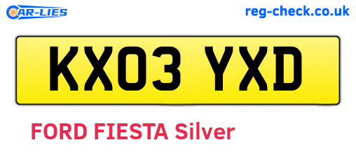 KX03YXD are the vehicle registration plates.