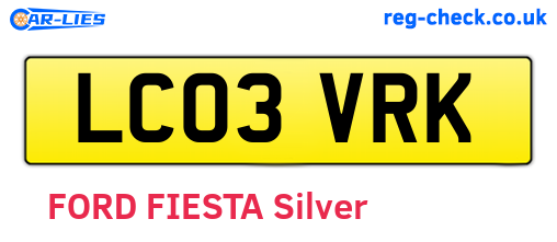LC03VRK are the vehicle registration plates.