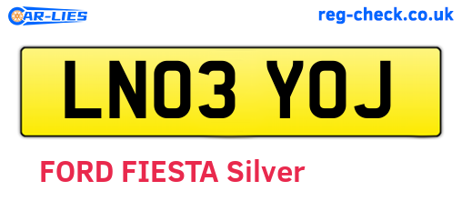 LN03YOJ are the vehicle registration plates.