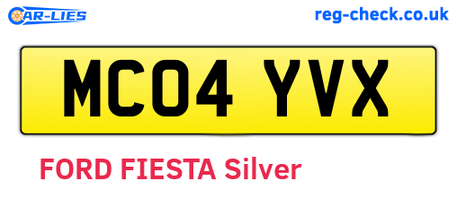 MC04YVX are the vehicle registration plates.